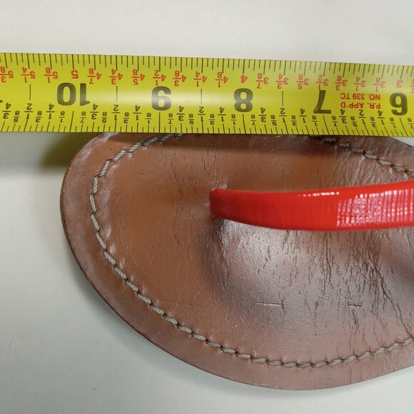 Tory Burch Flat Patent Leather Thong Sandals Women Flip Flop Orange Logo US 7.5 - Picture 13 of 16